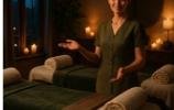 Warm candlelight ambiance in private suite